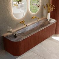 Badmeubel Mondiaz Kurve-Dlux | 170 cm | Meubelkleur Ruby | Wastafelkleur Oza | Solid surface | Wasbak midden spoelbak | Zonder kraangat(en)