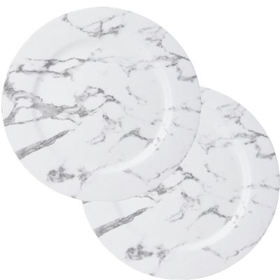 Kerstdiner/diner onderborden - 12x - D33 cm - kunststof - wit marmer look