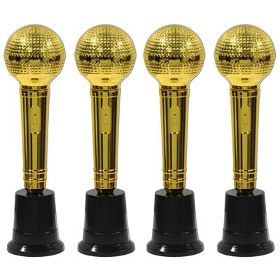 Microfoon award - 4x - goud - 23 cm - muziek prijs - karaoke avond Microfoon award - 4x - goud - 23 cm - muziek prijs - karaoke avond