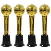 Microfoon award - 4x - goud - 23 cm - muziek prijs - karaoke avond