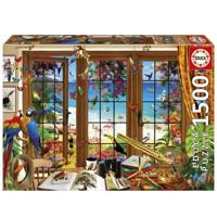 Puzzel - EDUCA - Vogelkijker Raam - 1500 stukjes - 85 x 60 cm - Voor volwassenen
