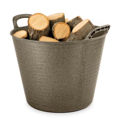 Haardhout - haardblokken emmer/kuip - goud - 42 liter - Flexibel ECO kunststof - rond - 39 x 44 cm