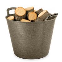 Haardhout - haardblokken emmer/kuip - goud - 42 liter - Flexibel ECO kunststof - rond - 39 x 44 cm Haardhout - haardblokken emmer/kuip - goud - 42 liter - Flexibel ECO kunststof - rond - 39 x 44 cm