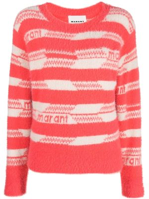MARANT ÉTOILE pull rayé Orson à logo imprimé - Rose