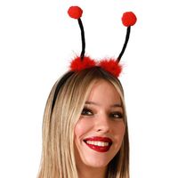Verkleed diadeem lieveheersbeestje/Aliens sprieten - zwart/rood - meisjes/dames - Carnaval Verkleed diadeem lieveheersbeestje/Aliens sprieten - zwart/rood - meisjes/dames - Carnaval