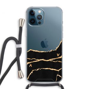 Gouden marmer: iPhone 12 Pro Max Transparant Hoesje met koord