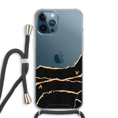 Gouden marmer: iPhone 12 Pro Max Transparant Hoesje met koord
