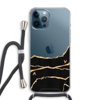 Gouden marmer: iPhone 12 Pro Max Transparant Hoesje met koord