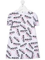 MSGM Kids robe à logo imprimé - Blanc