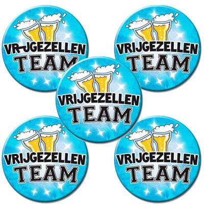 XL button Vrijgezellen Team - 8x stuks - blauw - vrijgezellenfeest - accessoires