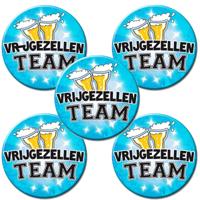 XL button Vrijgezellen Team - 8x stuks - blauw - vrijgezellenfeest - accessoires