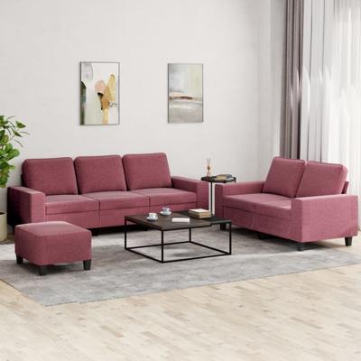 3-delige Loungeset stof wijnrood
