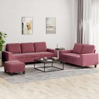 3-delige Loungeset stof wijnrood