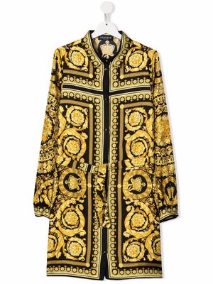 Versace Kids robe en soie à imprimé Barocco Kids - Noir