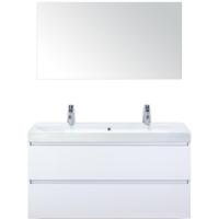 Maxx XL Badmeubelset 120 cm - Wit Hoogglans - Wastafel Just Enkel 2 Kraangaten met Spiegel