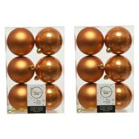 Decoris Kerstballen - 24x st - cognac bruin - D8 cm - kunststof - kerstversiering