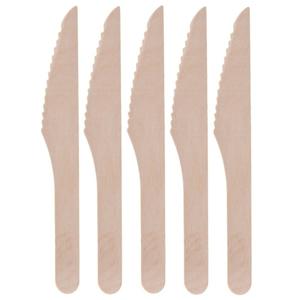 Wegwerp bestek van hout - messen - 40x stuks - Verjaardag of BBQ bestek - 16 cm