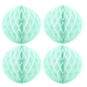 Papieren kerstballen - 4x - mintgroen - 10 cm - kerstversiering