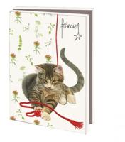Kaartenmapje Franciens Katten, 10 Stuks met Enveloppen Rode Draad