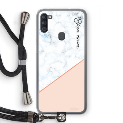 Marmer in stijl: Samsung Galaxy A11 Transparant Hoesje met koord