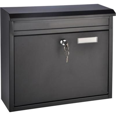 Brievenbus - metaal - met slot - 36 x 12 x 32 cm - Ophangbare p/postbus zwart metaal 36 x 12 x 32 cm