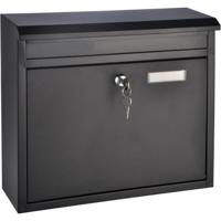 Brievenbus - metaal - met slot - 36 x 12 x 32 cm - Ophangbare p/postbus zwart metaal 36 x 12 x 32 cm