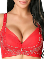 Nooncat Embroidery Adjustable Gather Push Up Soft Breathable Bras - thumbnail