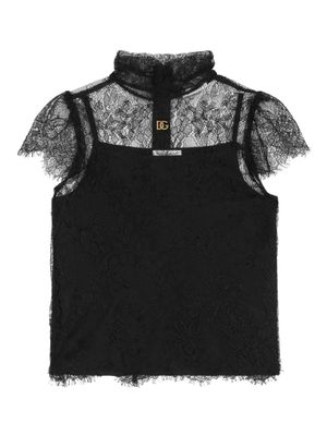 Dolce & Gabbana Kids blouse à plaque logo - Noir