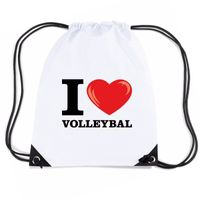 Nylon sporttas I love volleybal wit   -