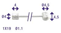 Elvedes Schakel binnenkabel 2250mm verzinkt ø1,1mm shimano huret n-nippel en t-nippel (op kaart)