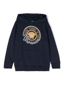 Versace Kids hoodie à logo brodé - Bleu