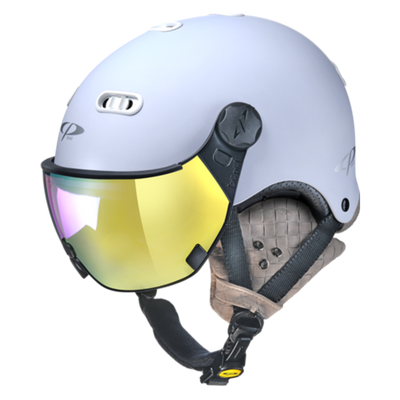 CP Carachillo Cashmere wit mat skihelm - meekleurend Vizier (4 Keuzes)