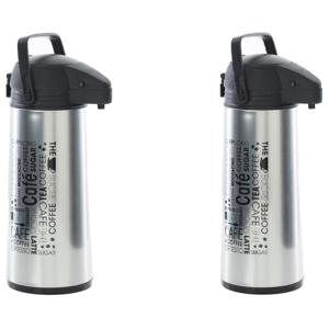 Thermoskan - 2x stuks - 1,9 liter - 19 x 13 x 36 cm - RVS - isoleerkan - Koffie/thee kan