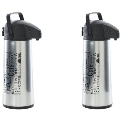 Thermoskan - 2x stuks - 1,9 liter - 19 x 13 x 36 cm - RVS - isoleerkan - Koffie/thee kan