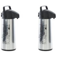 Thermoskan - 2x stuks - 1,9 liter - 19 x 13 x 36 cm - RVS - isoleerkan - Koffie/thee kan