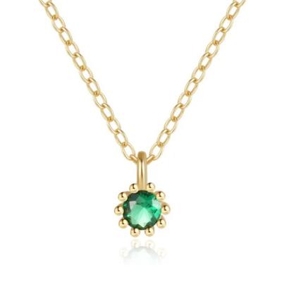 Elenza Goudkleurige Ketting met Groene Zirkonia in 925 Sterling Zilver