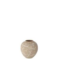 J-Line Vaas Dune Rond Aardewerk Beige|Wit