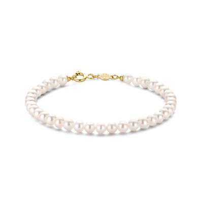 Armband geelgoud-parel goudkleurig-wit 4 mm 18 cm