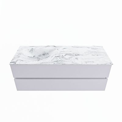 MONDIAZ VICA-DLUX 130cm badmeubel onderkast Cale 2 lades. Inbouw wastafel CLOUD links 1 kraangat, kleur Glace.