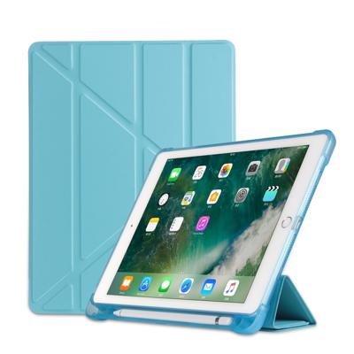 Multi-Folding schokbestendige TPU beschermhoes voor iPad 9 7 (2018)/9 7 (2017)/Air/air2 met houder & Pensleuf (hemelsblauw)