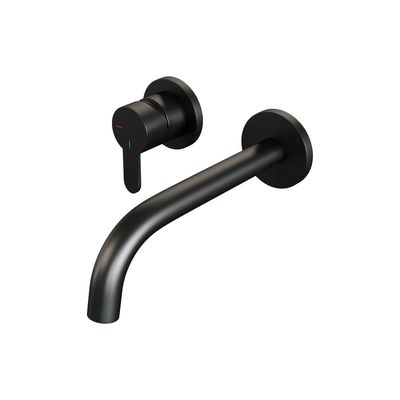 Inbouw Wastafelmengkraan Brauer Black Edition Coldstart Gebogen Uitloop Korte Platte Hendel Links Geborsteld Mat Zwart Met Rozetten Brauer