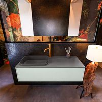 Badkamermeubelset Mondiaz Erin 120 cm met 1 Lade met RIDGE Wastafel Links Dark grey met 1 kraangat Greeploos Mat Greey