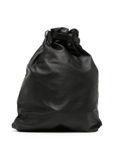 Yohji Yamamoto sac à dos en cuir à lien de resserrage - Noir