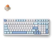 MCHOSE G98 Pro Blue Flame Orange Wireless Tri-Mode Custom Mechanical, gaming toetsenbord (Wit/blauw, US lay-out, TTC Flame Orange, 98%, RGB, Hot swap, Double-Shot PBT, draadloos / Bluetooth / USB-C)