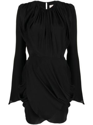 Materiel robe en soie à design portefeuille - Noir