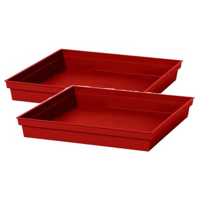 4x stuks bloempot kunststof onderschalen Toscane rood vierkant L27 x B27 x H4 cm 4x stuks bloempot kunststof onderschalen Toscane rood vierkant L27 x B27 x H4 cm