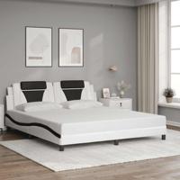Bedframe "Viana" zonder matras kunstleer wit en zwart 180x200 cm