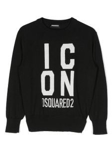 DSQUARED2 KIDS pull à logo en intarsia - Noir