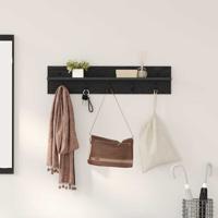Wandgemonteerde kapstok met plank Zwart eiken 80 x 10.5 x 18 cm