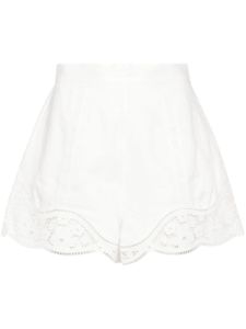 ZIMMERMANN short brodé Gabrielle à taille haute - Blanc